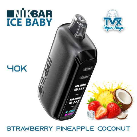 NIKBAR® Ice Baby 40K - Strawberry Pineapple Coconut (POD Desechable)
